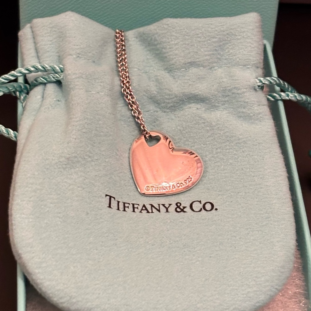 Authentic Tiffany & Co. Heart Pendant Necklace - Silver